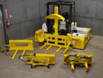 Mobulator, the manipulator system which an operator functions from the driver's seat, shown with multiple end-effectors for this particular unit.